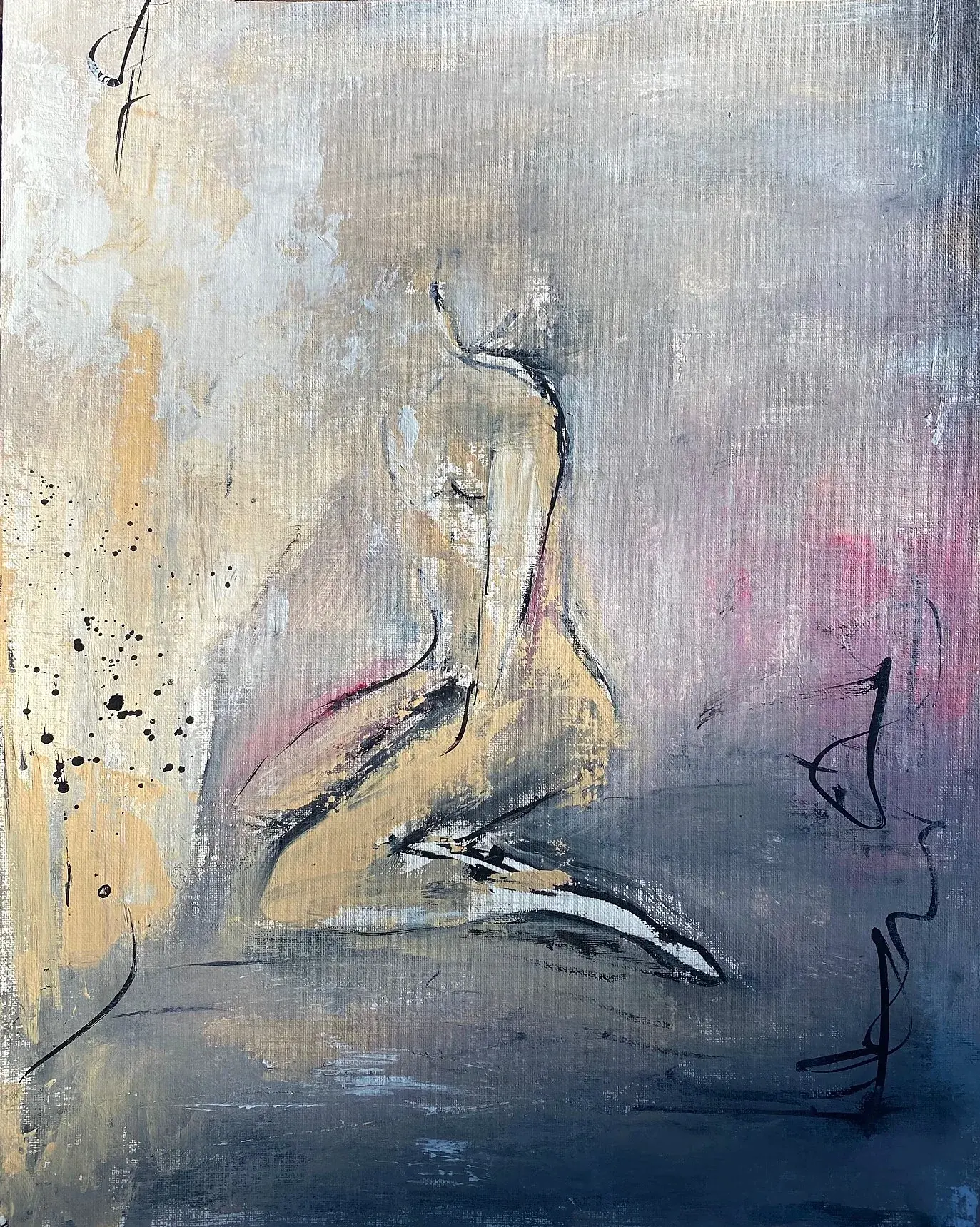 Allure, Acrylic and India ink on canvas paper, 9 x 11 in