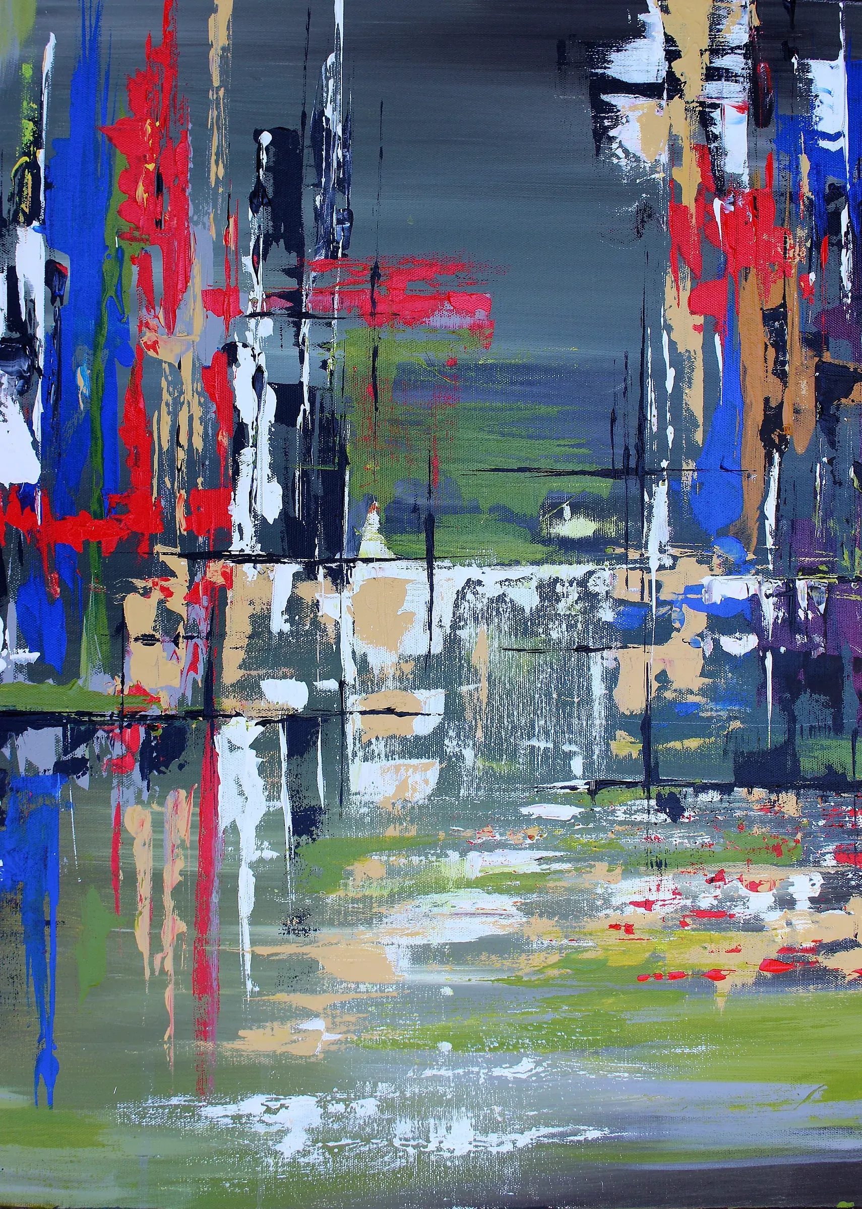 Downtown Grays, Acrylic on canvas, 22 x 28 in