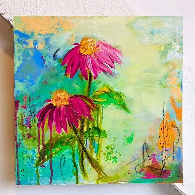 Sisters, Acrylic on wood panel, 12 x 12 in