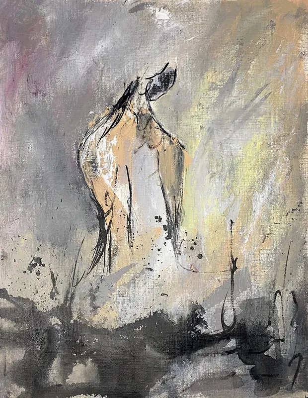 Stillness, Acrylic and India ink on canvas paper