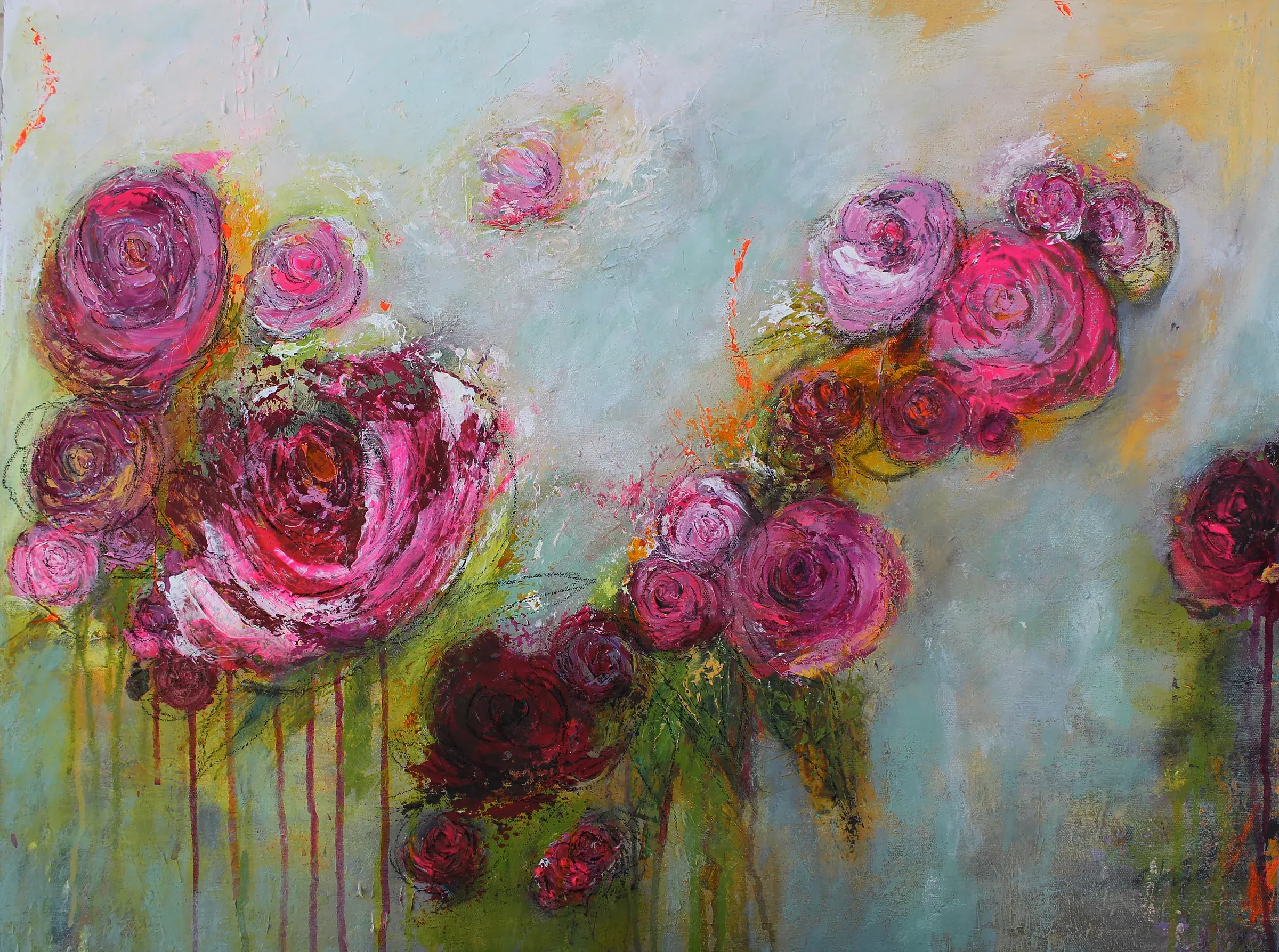 Summer Blooms, Acrylic on canvas, 24 x 30 in