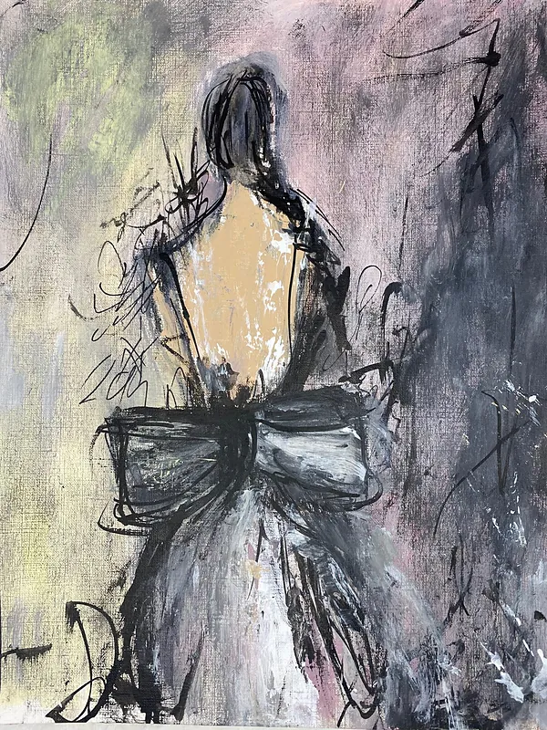 Undertow, Acrylic and India ink on canvas paper